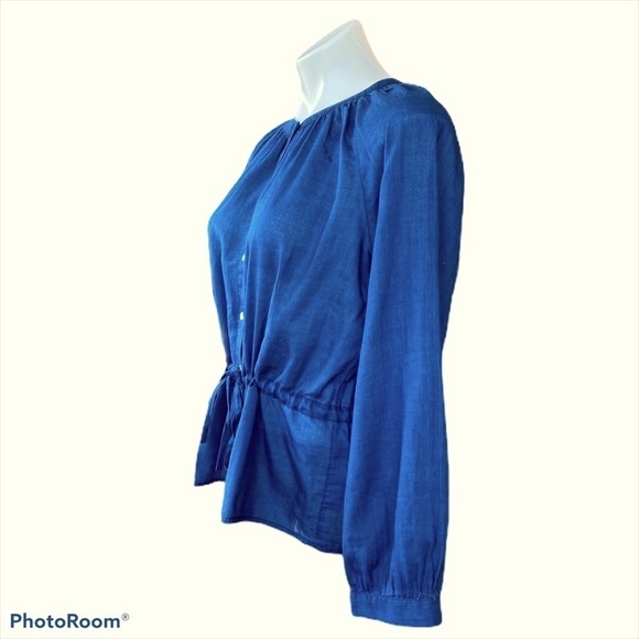 J. CREW Button Down Peplum Blouse In Dark Blue Wash Size 4 NEW - Picture 3 of 9